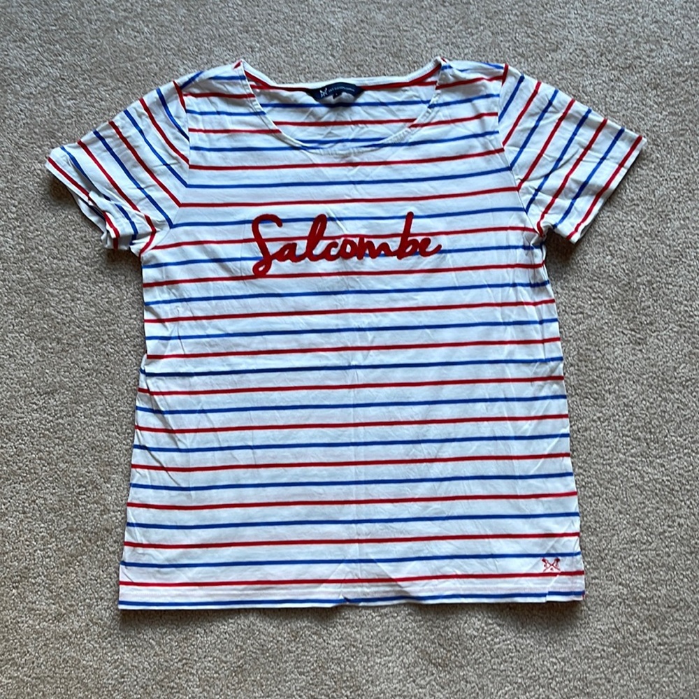 Crew Clothing Company Red & Blue Striped Cotton “Salcombe” Shirt Size US 12/UK14